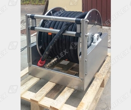 Road tanker hose reel, made by Elaflex Italia