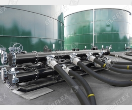 Manifold at petroleum storage terminal